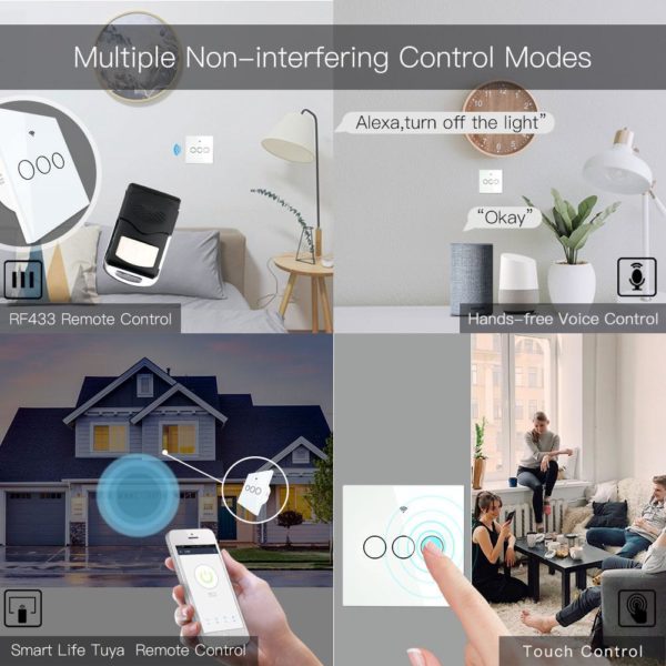 Fehér érintőkapcsoló, három gombos nulla nélküli - WIFI-vel, smart home rendszerekhez (WS-EUL3-W) - Image 5