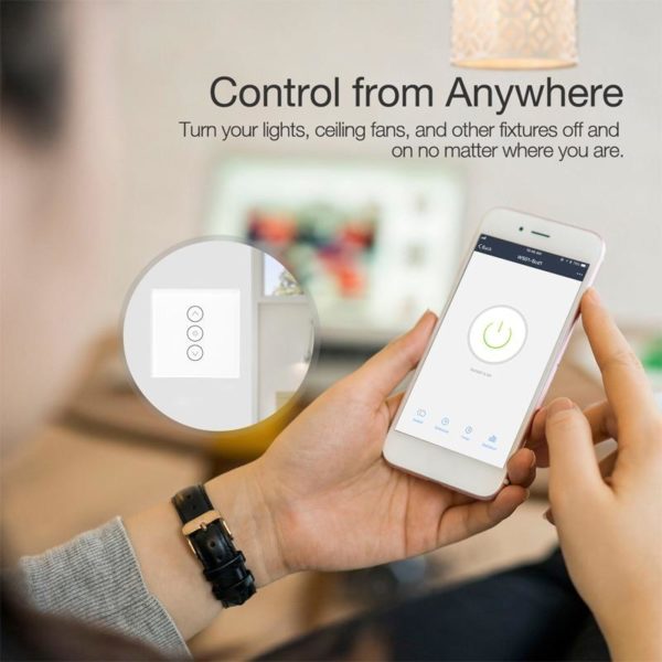 Fehér érintőgombos dimmer kapcsoló - WIFI-vel, smart home rendszerekhez (WS-EU-DW) - Image 6