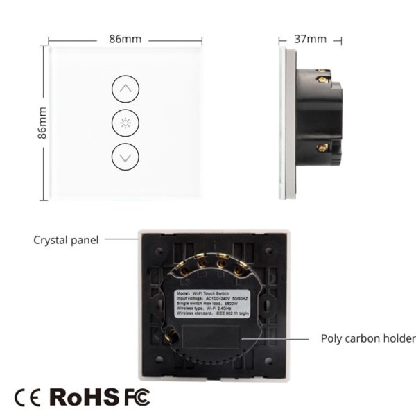 Fehér érintőgombos dimmer kapcsoló - WIFI-vel, smart home rendszerekhez (WS-EU-DW) - Image 7