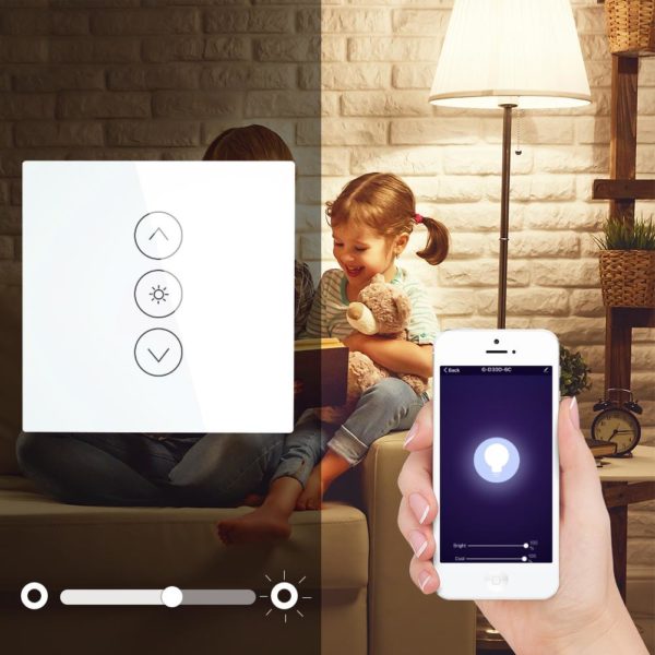 Fehér érintőgombos dimmer kapcsoló - WIFI-vel, smart home rendszerekhez (WS-EU-DW) - Image 2