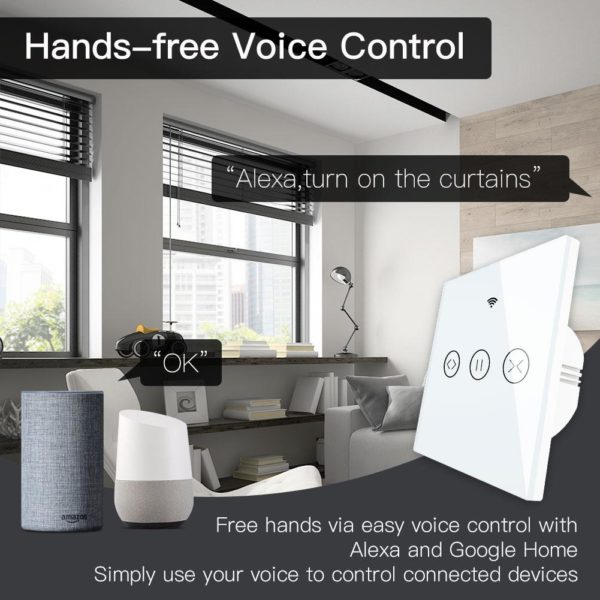 Fehér érintőgombos redőny kapcsoló - WIFI, RF  smart home rendszerekhez (WS-EUR-CW) - Image 3